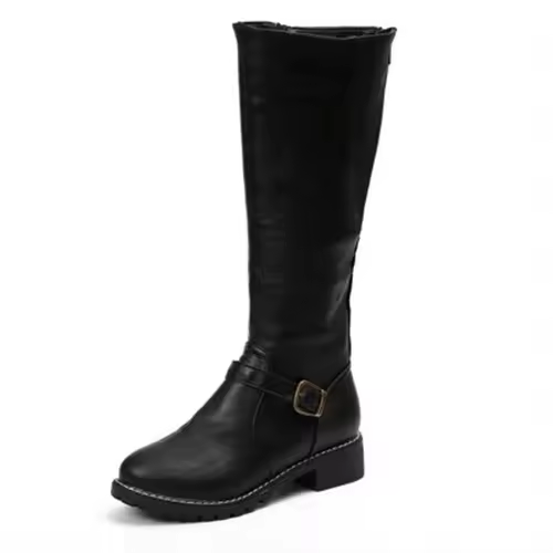 Renée Ashbourne | Women's Black Knee-High Buckle Boots