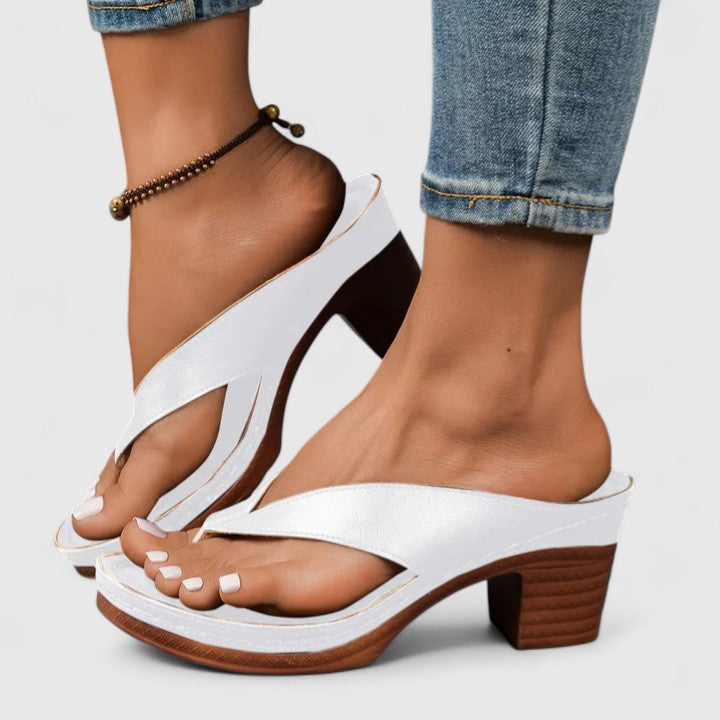 Camille Rochford | Black Orthopedic Wedge Flip Sandals