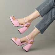 Éloïse Chantbourne | Yellow Patent Block Heel Sandals