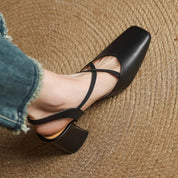 Celeste Dunmore | Tan Leather Block Heel Slingback Sandal