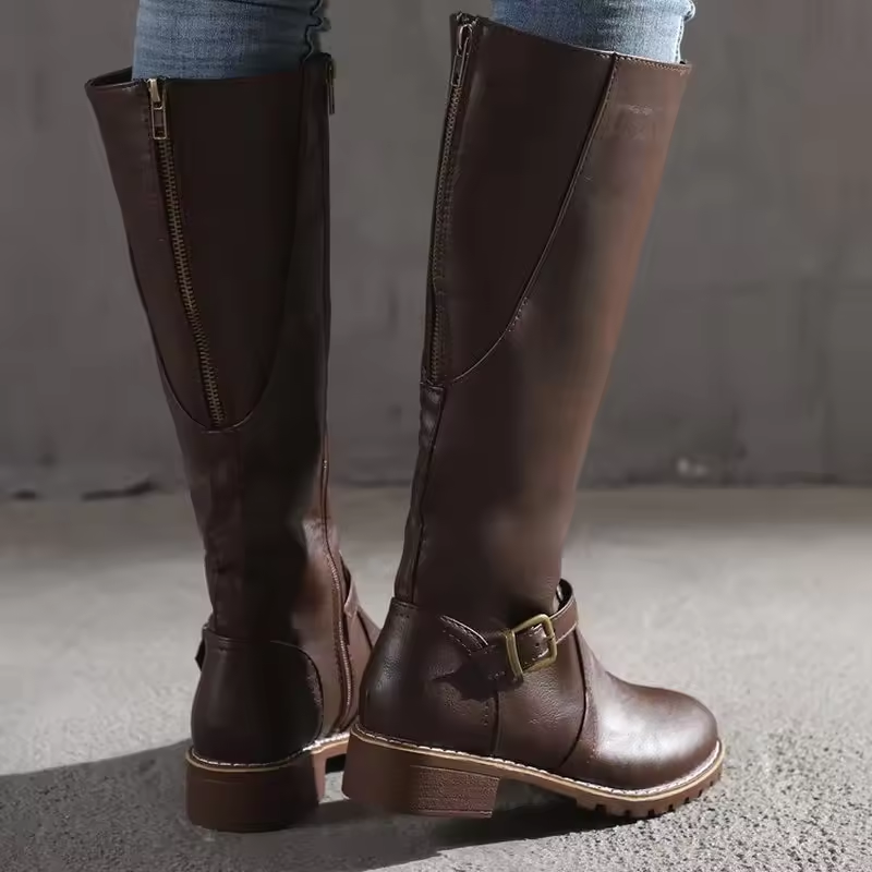 Renée Ashbourne | Women's Black Knee-High Buckle Boots