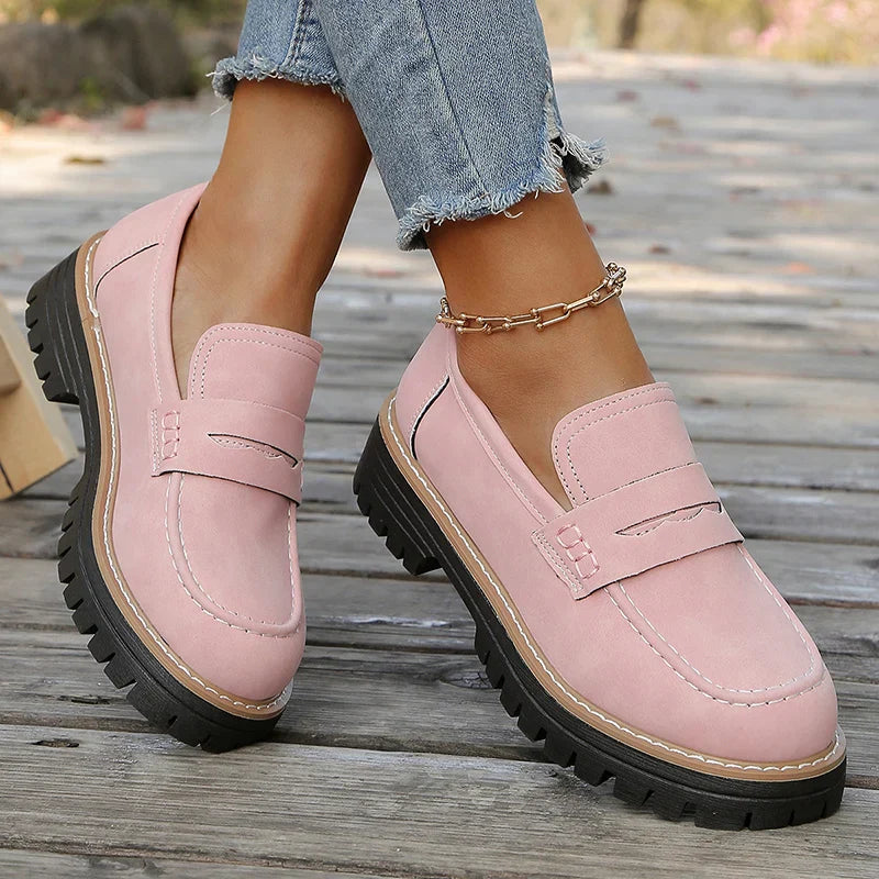 Mariette Coldwell | Tan Suede Platform Loafers for Women