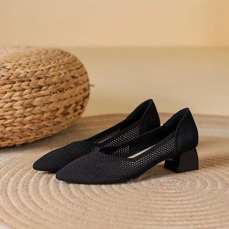 Lysette Carmichael | Leopard Print Knit Block Heel Pumps