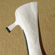 Rosanne Castellfort | Burgundy Leather Pointed-Toe Heels with Gold Rose Detail