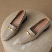 Vivienne Lacombe | Brown Genuine Leather Low Block Heel Loafers
