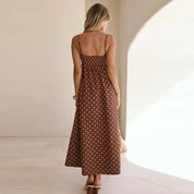 Dominique Lavergne | Brown Polka Dot Maxi Slip Dress