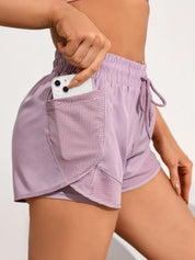 Frederica Lansdowne | Black 2-in-1 Mesh Athletic Shorts with Phone Pocket