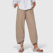 Marianne Leconte | Wide-Leg Linen Cropped Trousers in Grey