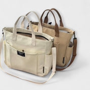 Cecilia Montfort | Beige Canvas Tote Shoulder Bag with Multi-Pockets