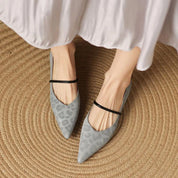 Odette Fairmont | Grey Leopard Pointed-Toe Leather Flats