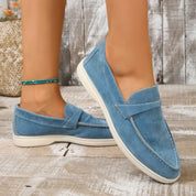 Séraphine Wentworth | Grey Suede Slip-On Loafers for Women
