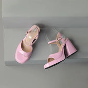 Éloïse Chantbourne | Yellow Patent Block Heel Sandals