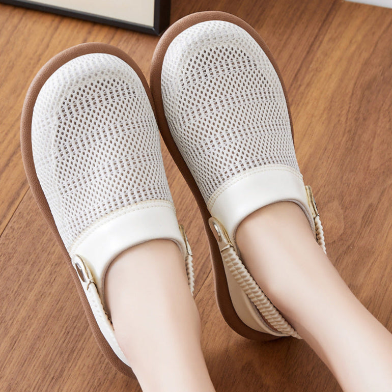 Théodore Blanchard | Beige Mesh Slip-On Clogs with Heel Strap