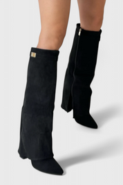 Simone Delacourt | Cream Suede Fold-Over Knee-High Boots