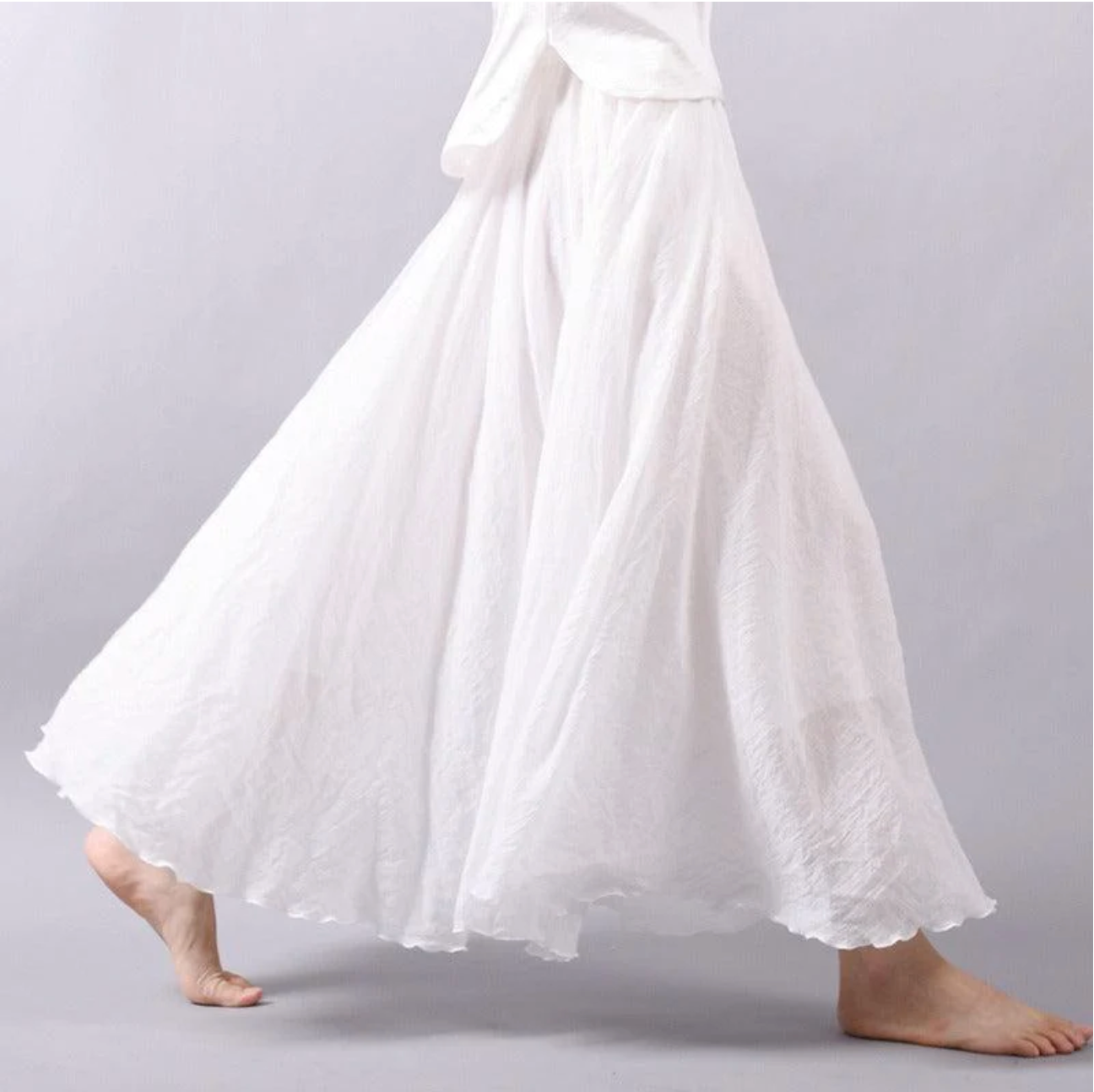 Véronique Blanchard | Blue Flowy Linen Maxi Skirt