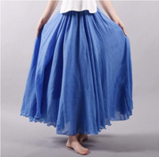 Véronique Blanchard | Blue Flowy Linen Maxi Skirt