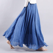 Véronique Blanchard | Blue Flowy Linen Maxi Skirt