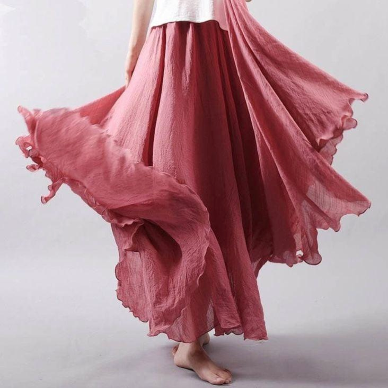 Véronique Blanchard | Blue Flowy Linen Maxi Skirt