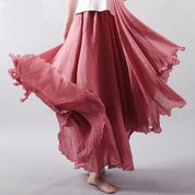 Véronique Blanchard | Blue Flowy Linen Maxi Skirt
