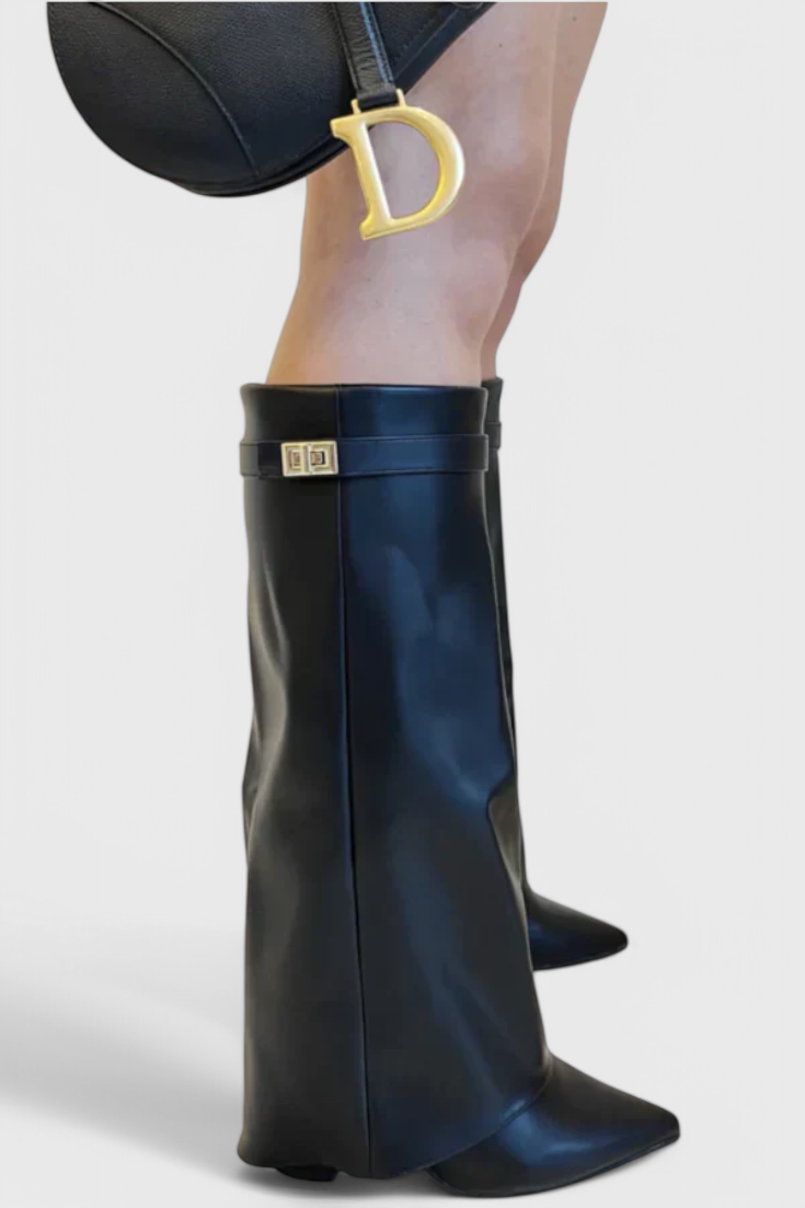 Simone Delacourt | Cream Suede Fold-Over Knee-High Boots