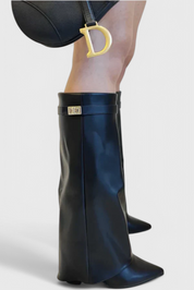 Simone Delacourt | Cream Suede Fold-Over Knee-High Boots