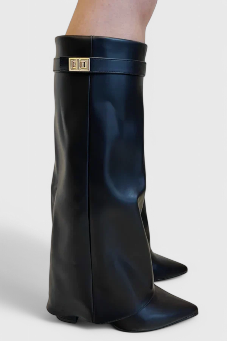 Simone Delacourt | Cream Suede Fold-Over Knee-High Boots