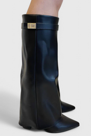 Simone Delacourt | Cream Suede Fold-Over Knee-High Boots