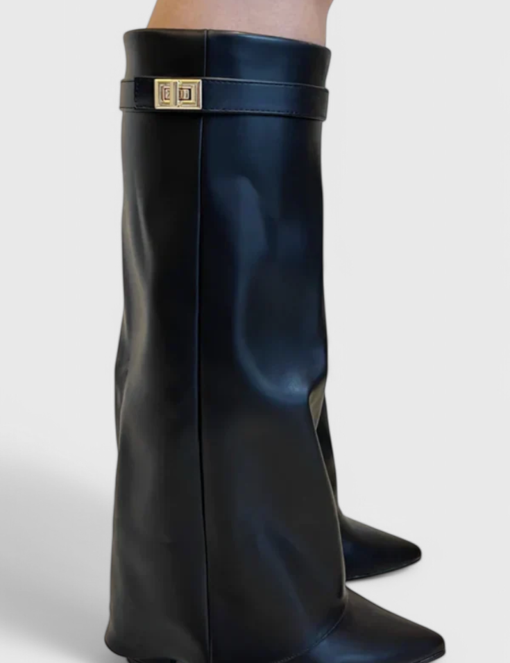 Simone Delacourt | Cream Suede Fold-Over Knee-High Boots