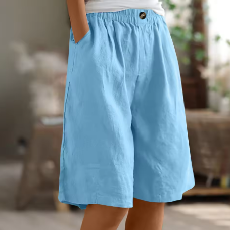 Genevra Holloway | Olive Green Linen Comfort Shorts