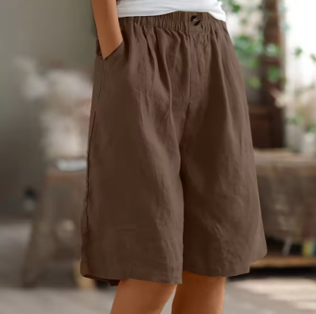 Genevra Holloway | Olive Green Linen Comfort Shorts