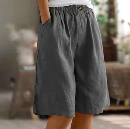 Genevra Holloway | Olive Green Linen Comfort Shorts