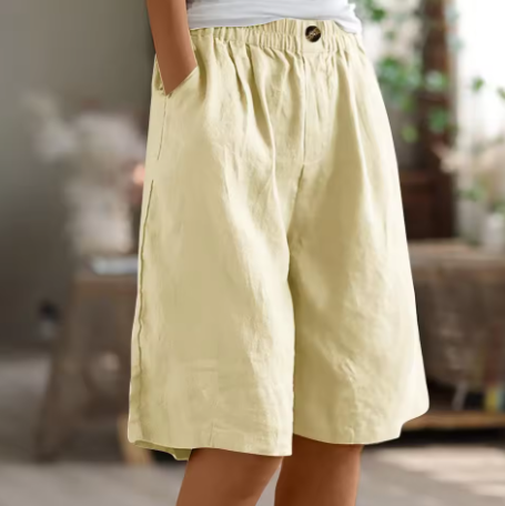 Genevra Holloway | Olive Green Linen Comfort Shorts
