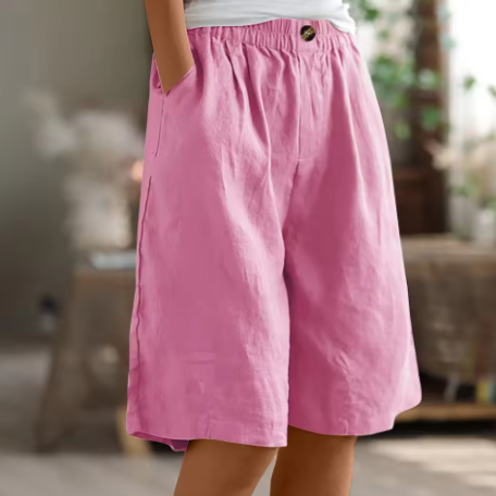 Genevra Holloway | Olive Green Linen Comfort Shorts