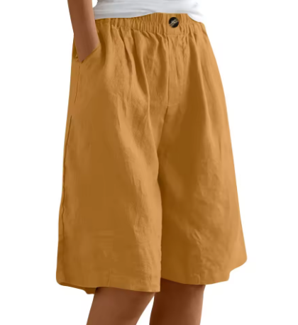 Genevra Holloway | Olive Green Linen Comfort Shorts