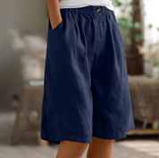 Genevra Holloway | Olive Green Linen Comfort Shorts