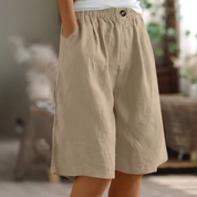 Genevra Holloway | Olive Green Linen Comfort Shorts
