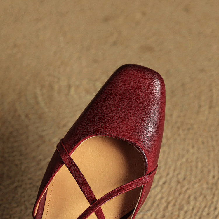 Loretta Fairmount | Red Leather Block Heel Slingback Sandals