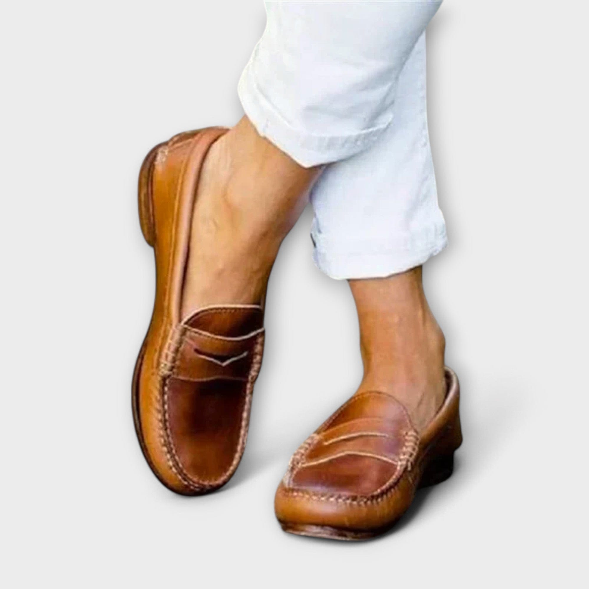 Aurelie Stonecroft | Classic Beige Suede Penny Loafers