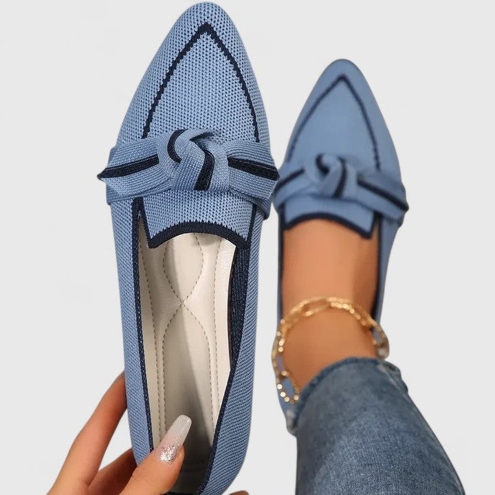 Perrine Saintclair | Blue Pointed Toe Knot Flat Loafers