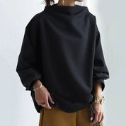 Elaine Montcourt | Oversized Mock Neck Sweatshirt in Black