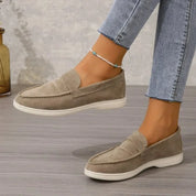 Séraphine Wentworth | Grey Suede Slip-On Loafers for Women
