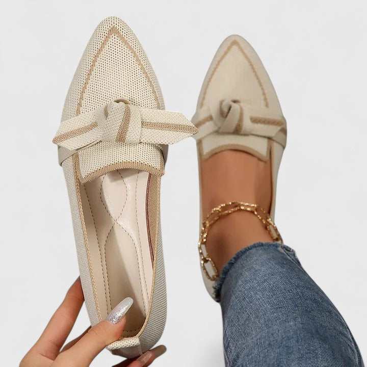 Perrine Saintclair | Blue Pointed Toe Knot Flat Loafers