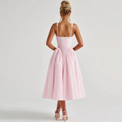 Aurore Kingsleigh | Yellow Gingham Midi A-Line Sundress