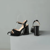 Éloïse Chantbourne | Yellow Patent Block Heel Sandals