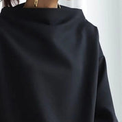 Elaine Montcourt | Oversized Mock Neck Sweatshirt in Black