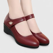 Arabella Stonebridge | Cream Wedge Mary Jane Shoes