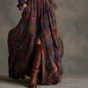 Constance Beaurivage | Tartan Plaid Maxi Shirt Dress with Belt