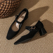 Elaine Beauchêne | Suede Mary Jane Block Heel in Brown