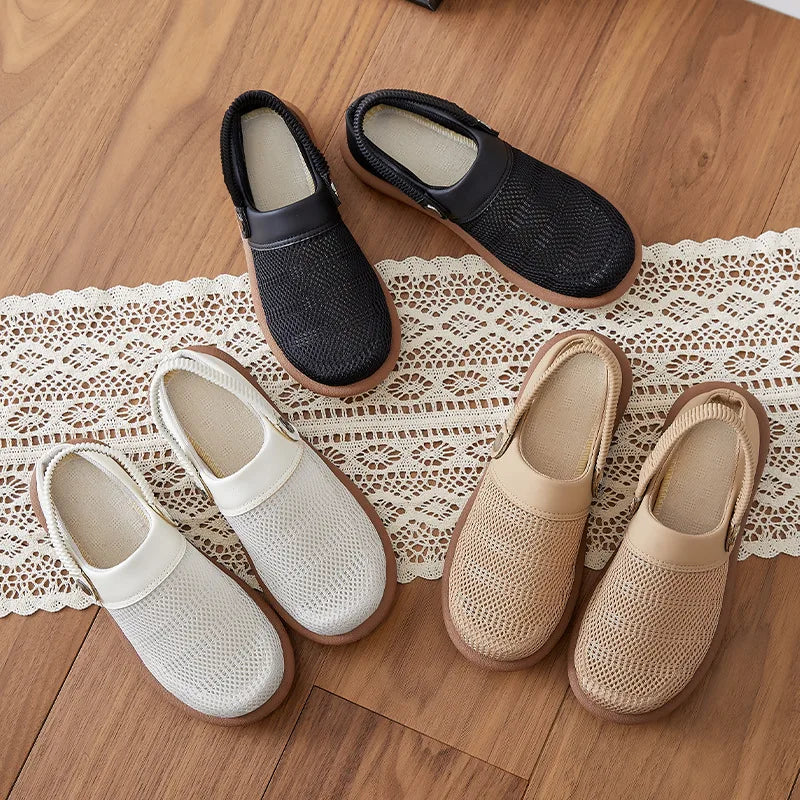 Théodore Blanchard | Beige Mesh Slip-On Clogs with Heel Strap