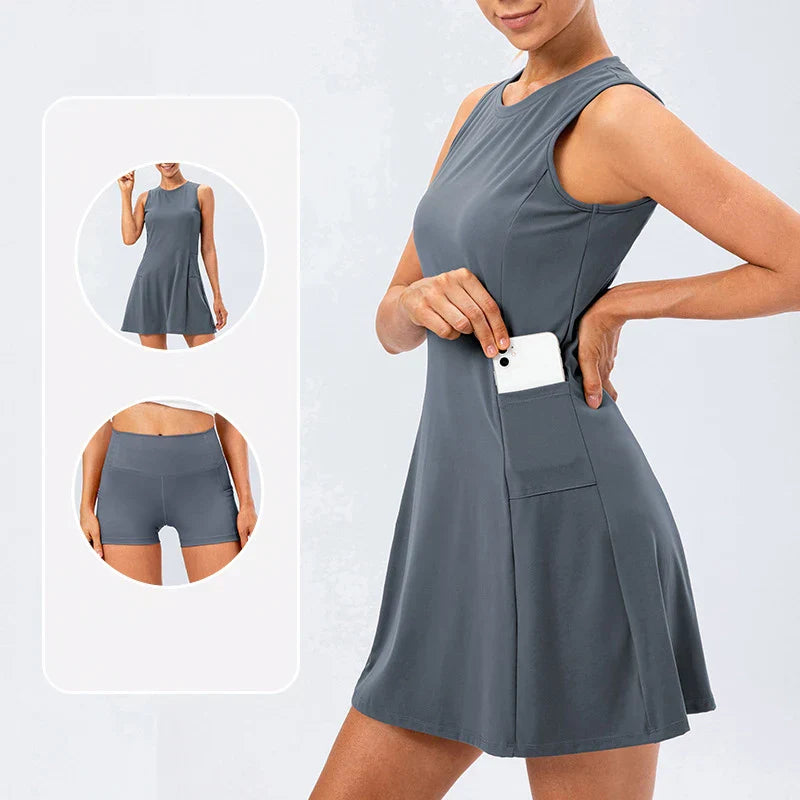 Blanche Fairweather | Sleeveless Tennis Dress with Built-In Shorts